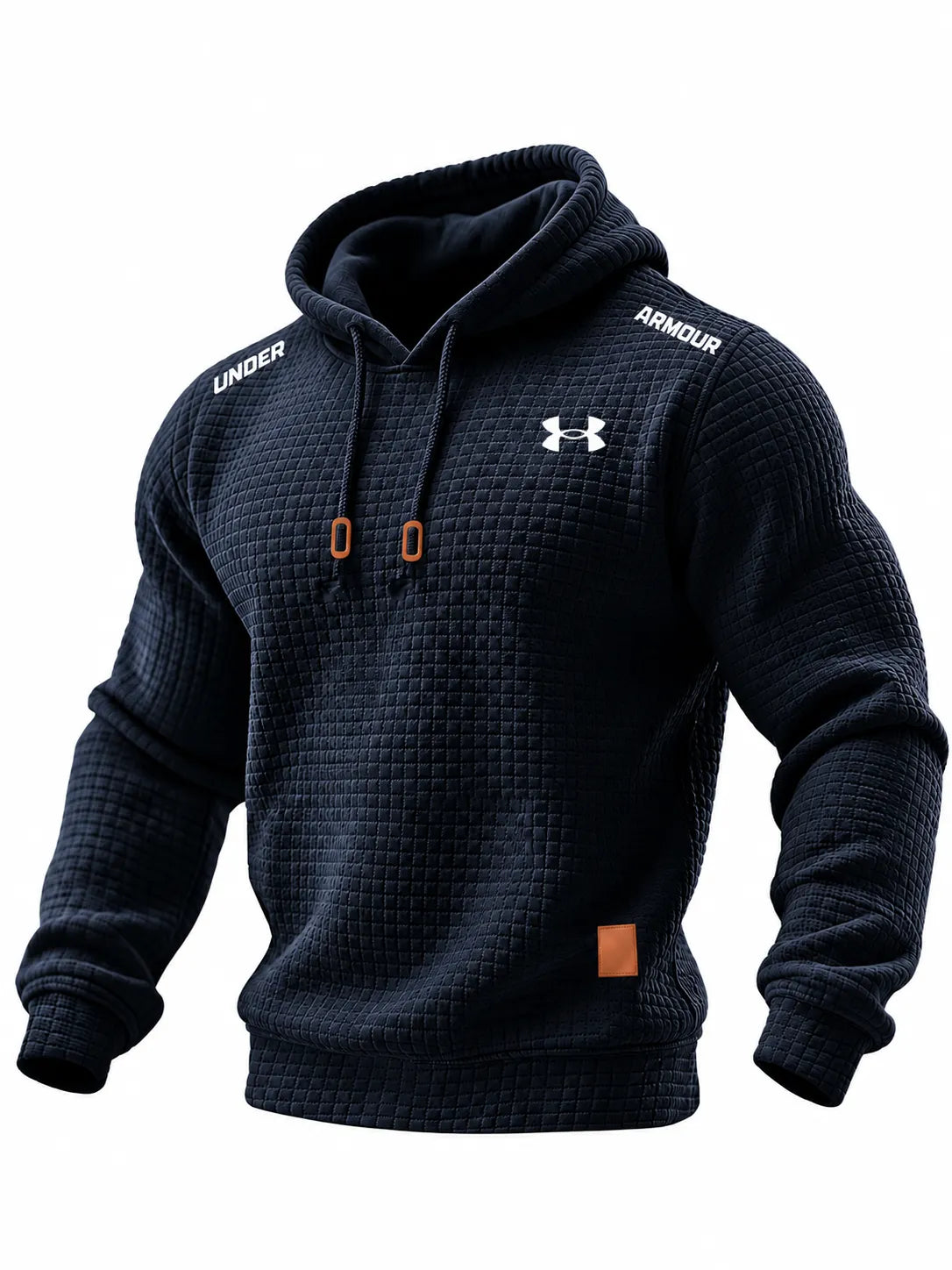 Men's Quilted Waffle Outdoor Solid Color Long-sleeved Everyday Top Hoodie