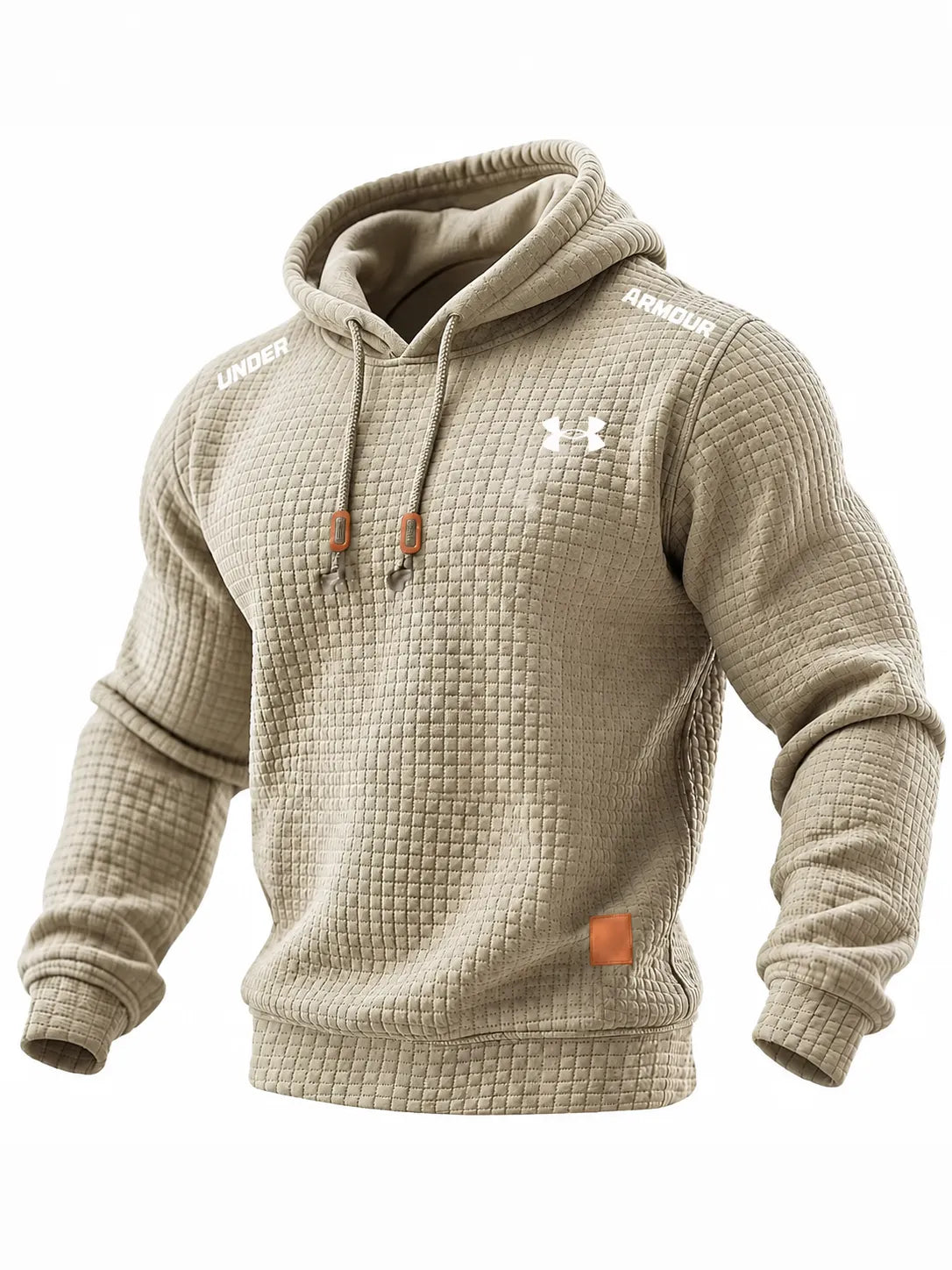 Men's Quilted Waffle Outdoor Solid Color Long-sleeved Everyday Top Hoodie