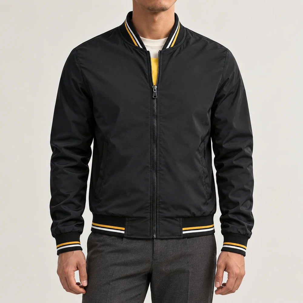 Striped Trim Bomber Jacket