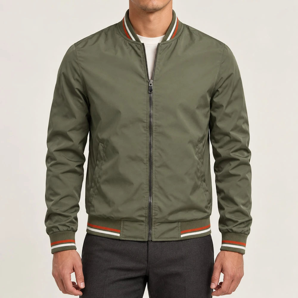 Striped Trim Bomber Jacket