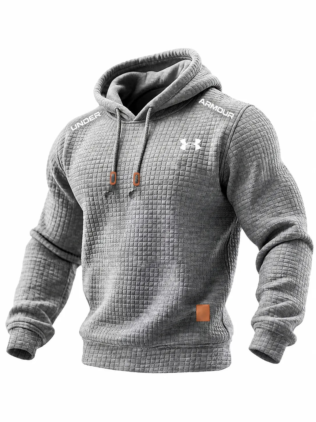 Men's Quilted Waffle Outdoor Solid Color Long-sleeved Everyday Top Hoodie