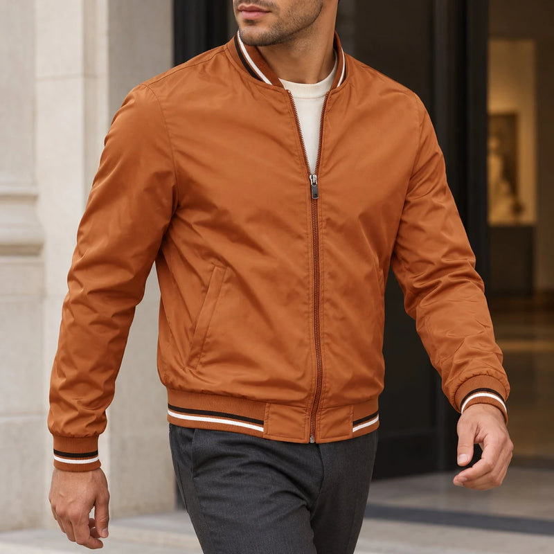 Striped Trim Bomber Jacket