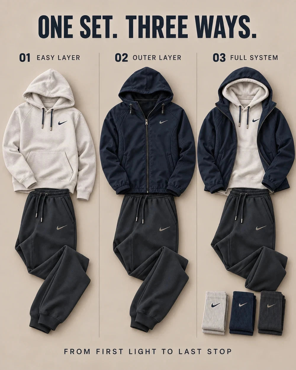 Men’s Premium 3-in-1 Hooded Tracksuit Set
