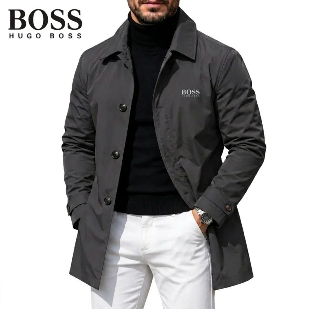 Men's Button-Front Collared Coat