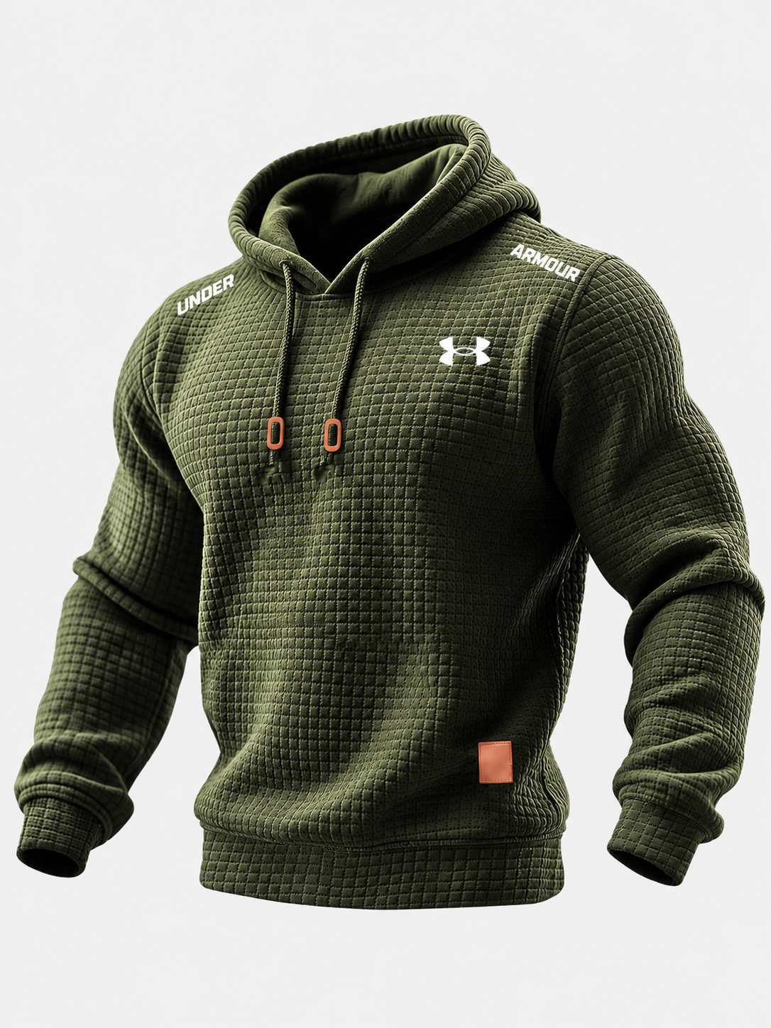 Men's Quilted Waffle Outdoor Solid Color Long-sleeved Everyday Top Hoodie